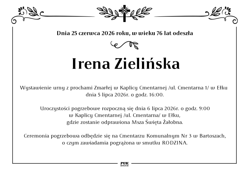 Irena Zielińska - nekrolog